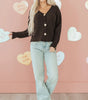 Chicory Coffee Heart Metal Button V Neck Cardigan Sweater Dear-Lover Dropshipping