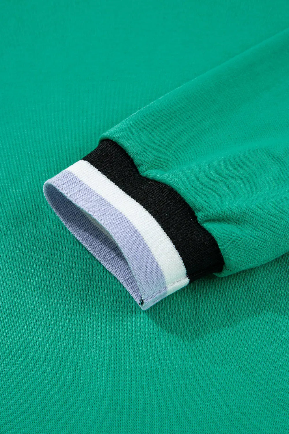 Mint Green Varsity Contrast Striped V Neck Long Sleeve T Shirt Dress with Pockets Markonline