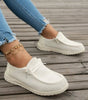 White Solid Ribbed Criss Cross Slip On Casual Shoes Markonline
