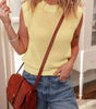 Yellow Solid Color Hollowed Knit Round Neck Sweater Vest Dear-Lover Dropshipping