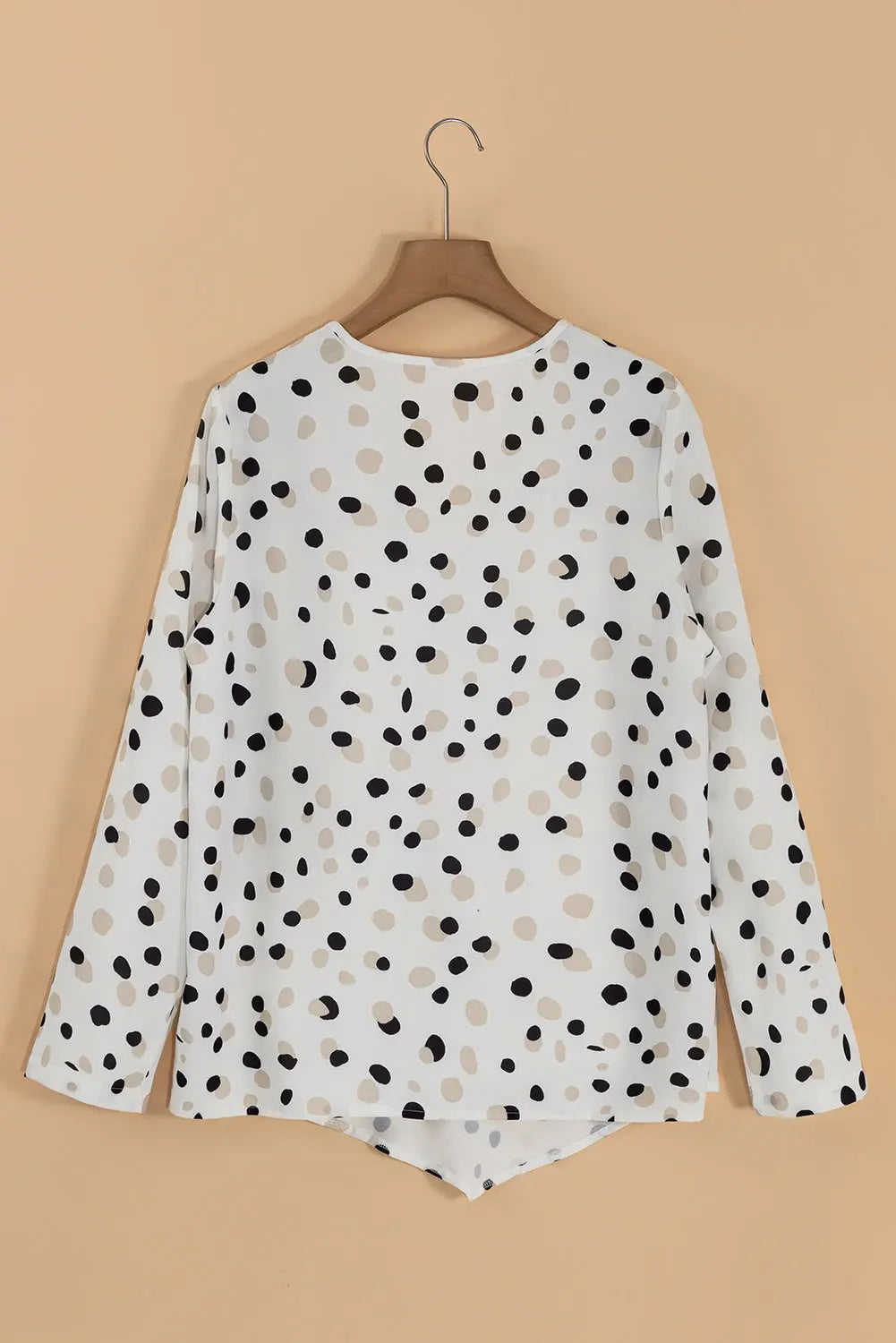 White Polka Dot Print Button Front V Neck Blouse Dear-Lover Dropshipping