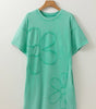 Mint Green Mineral Wash Flower Patchwork Mini T Shirt Dress Markonline