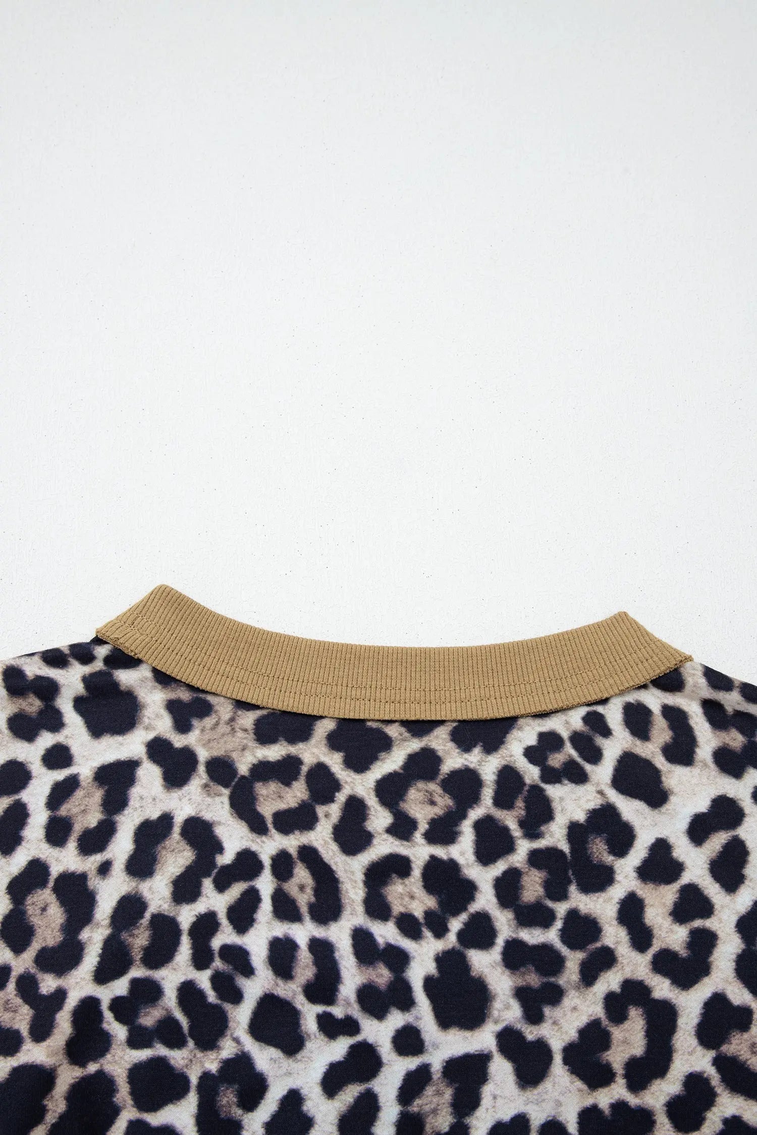 Brown Leopard Print Color Block Patchwork 3/4 Sleeve Loose Top Dear-Lover Dropshipping