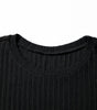 Black Ribbed Texture Round Neck Long Sleeve Rounded Hem Knit Top Markonline