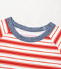 Tomato Red Stripe Print Contrast Collar Raglan Sleeve T Shirt Markonline