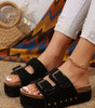 Black Suede Buckle Decor Footbed Sandal Slippers Dear-Lover Dropshipping