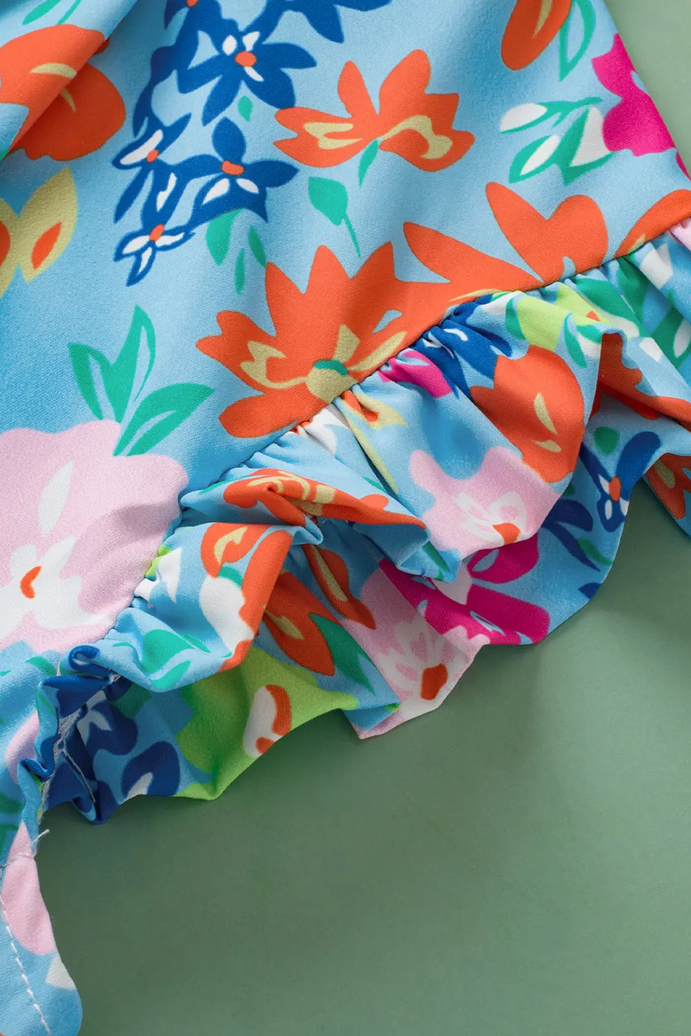 Sky Blue Frilled Collar Floral Vest Dear-Lover Dropshipping