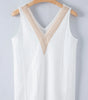 White Lace Crochet Splicing V Neck Loose Fit Tank Top Markonline