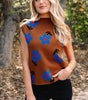 Chestnut Floral High Neck Sweater Vest Dear-Lover Dropshipping