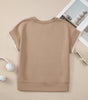 Straw Yellow Ric Rac Color Contrast Ribbed Edge Crewneck T Shirt Markonline