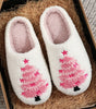 White Plush Christmas Tree Color Contrasted Liner House Slippers Markonline