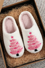White Plush Christmas Tree Color Contrasted Liner House Slippers Markonline