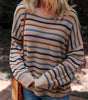 Multicolour Striped Knitted Drop Shoulder Round Neck Sweater Dear-Lover Dropshipping