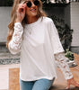 White Lace Long Sleeve Insert Drop Shoulder Tee Markonline
