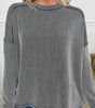 Black Twist Ribbed Exposed Seam Detail Long Sleeve Loose Top Dear-Lover Dropshipping