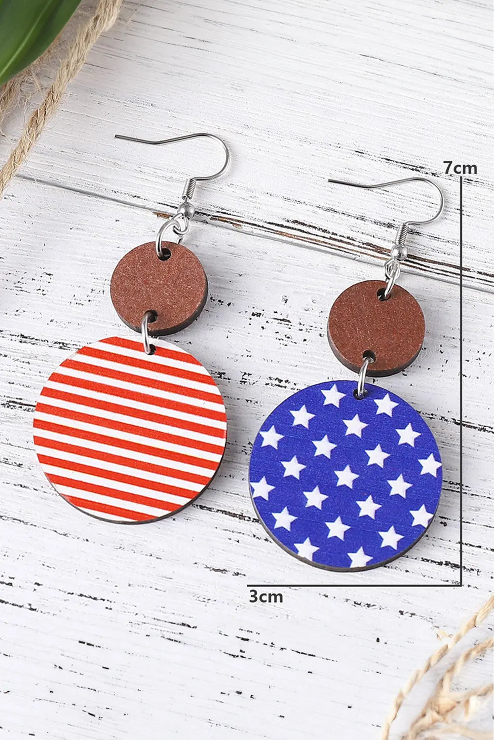 Dark Blue 4th of July Wooden Flag Earrings Dear-Lover Dropshipping