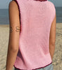 Pink Contrast Trim Buttoned Front Sweater Vest Dear-Lover Dropshipping