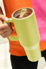 Pear Green Frosted Stainless Handle Large Vacuum Cup with Straw 40oz Dear-Lover Dropshipping