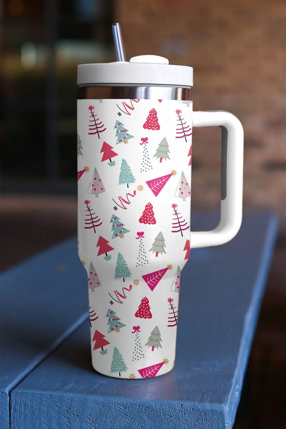 White Cartoon Christmas Tree Printed Thermos Cup 40oz Dear-Lover Dropshipping
