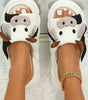 White Cute Cow Pattern Open Toe Slippers Dear-Lover Dropshipping