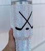 Silvery Hockey Game Day Rhinestone 40 Oz Tumbler with Handle Dear-Lover Dropshipping