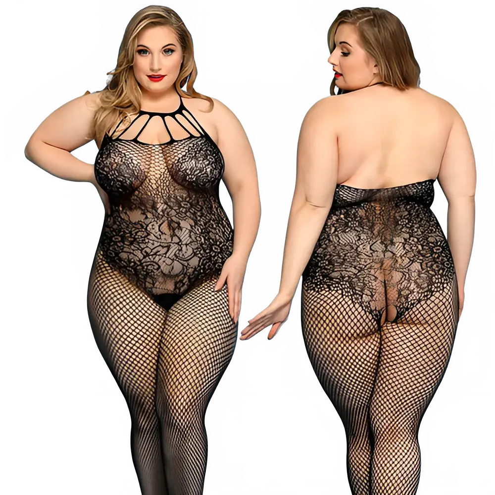 Plus Size Sexy Halter Bodysuit Nightwear