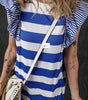 Sky Blue Stripe Contrast Ruffled Sleeve T-shirt Dress Markonline