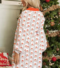 White Father Christmas Contrast Collar Button Front Long Sleeve A-line Mini Dress Markonline