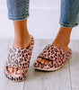 Pink Leopard Print Thick Sole Slip On Slippers Markonline