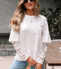 White Lace Long Sleeve Insert Drop Shoulder Tee Markonline