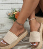 White Boho Woven Non-slip Wedge Slippers Markonline