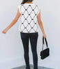 White Bow Pattern Buttoned Side Cropped Sweater Vest Dear-Lover Dropshipping