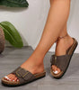 Coffee Buckle Decor Faux Suede Thick Sole Slippers Dear-Lover Dropshipping