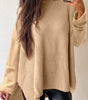 Apricot Cable Knit Drop Shoulder Side Slits Loose Sweater Dear-Lover Dropshipping