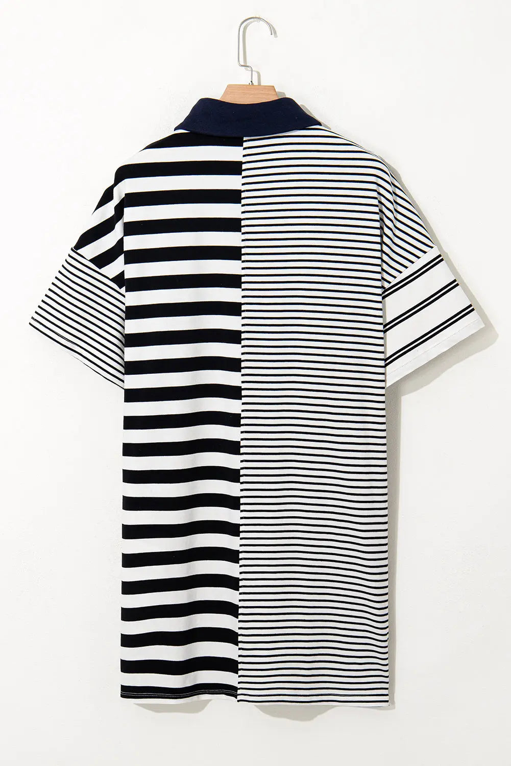 Black Stripe Half Placket Polo T Shirt Dress Markonline