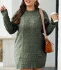 Mist Green Cable Knit Drop Shoulder Loose Fit Sweater Dress Dear-Lover Dropshipping