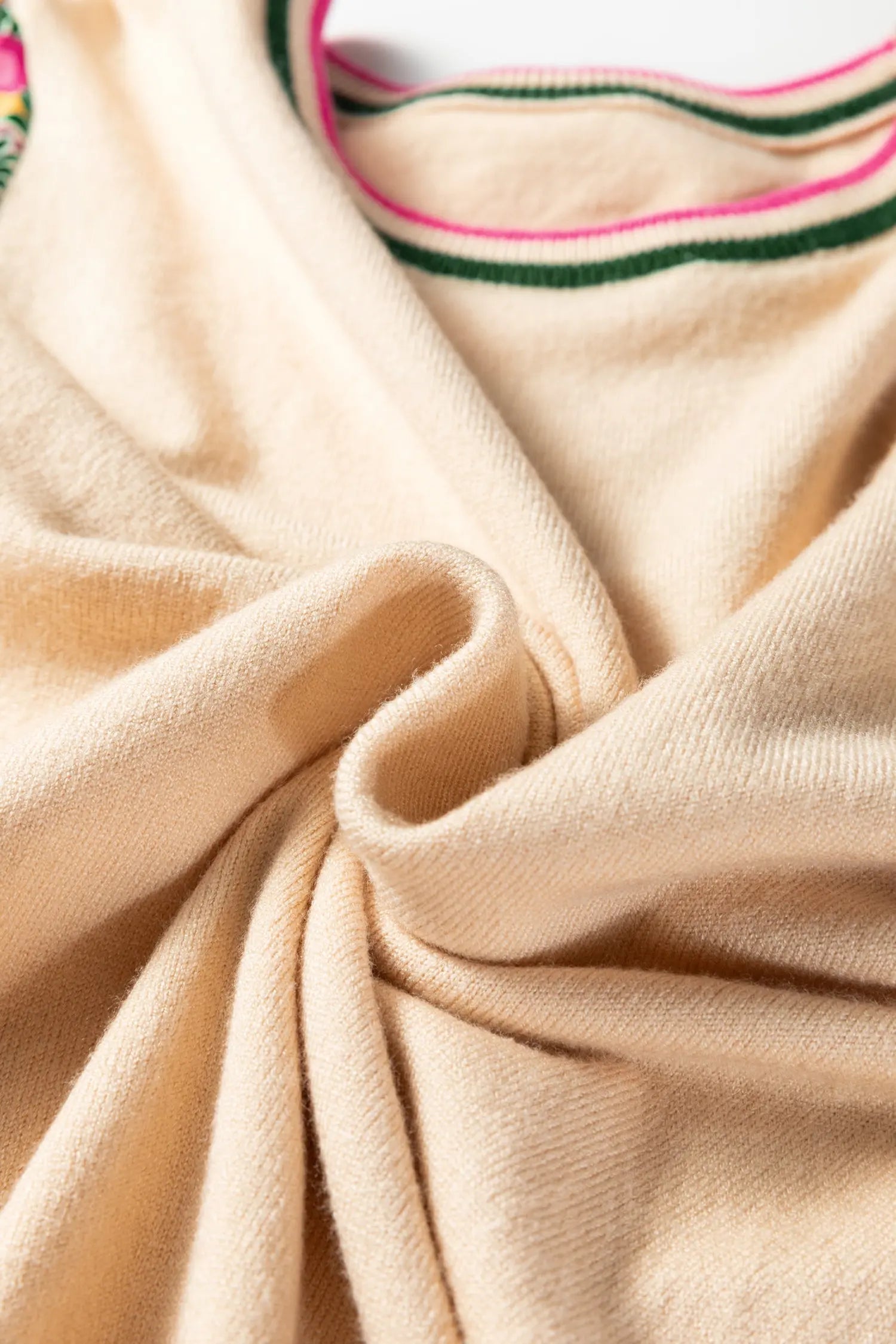 Apricot Floral Patchwork Shirred Cuff Puff Sleeve Sweater Dear-Lover Dropshipping