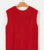 Fiery Red Solid Textured Knit Side Pockets Buttoned Sweater Vest Dear-Lover Dropshipping