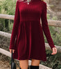 Red Dahlia Frilled Neck Ribbed Knit Patchwork Long Sleeve Mini Dress Markonline