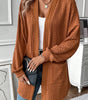 Chestnut Textured Knit Side Pockets Open Front Cardigan Dear-Lover Dropshipping