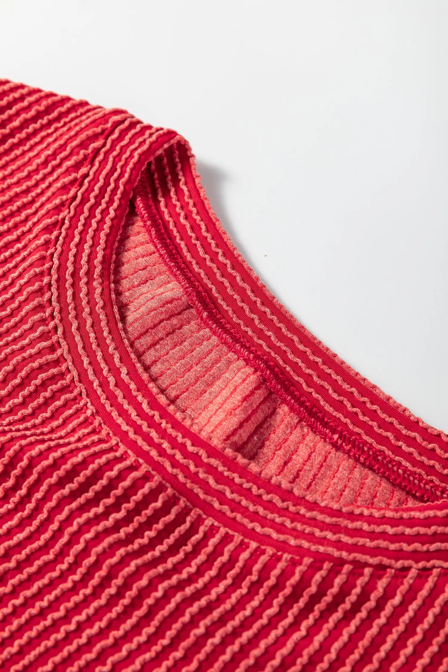 Racing Red Twisted Rib Outlined Merry Letter Graphic Loose Long Sleeve Top Dear-Lover Dropshipping