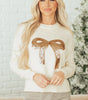 White Sequined Bow Graphic Christmas Holiday Sweater Dear-Lover Dropshipping