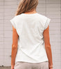 White Lace Patchwork Cap Sleeve Round Neck T Shirt Markonline