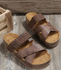 Brown Braided Detail Criss Cross Platform Slippers Dear-Lover Dropshipping
