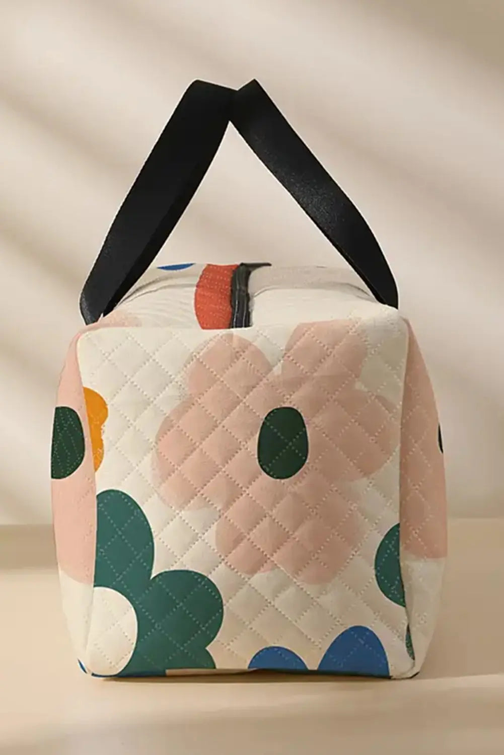 White Flower Print Quilted Large Duffel Bag Markonline