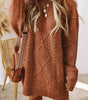 Coffee Cable Knit Drop Shoulder Loose Fit Sweater Dress Dear-Lover Dropshipping