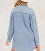Beau Blue Chest Pocket Raw Hem Denim Loose Shirt Dress Markonline