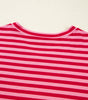 Strawberry Pink Mix Striped Drop Shoulder Patchwork Sleeve V Neck Pullover Dear-Lover Dropshipping
