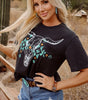 Carbon Grey Vintage Western Bull Head Skull Turquoise Aztec Graphic T Shirt Markonline