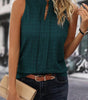 Sea Green Lattice Textured Split Neck Tank Top Markonline